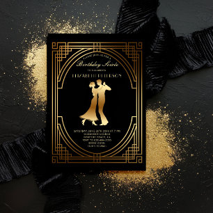 Gatsby Roaring Twenties Art Deco Flapper Birthday Invitation