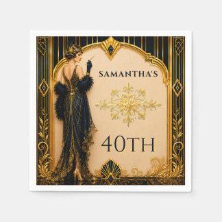 Gatsby roaring twenties flapper girl 40th birthday napkin