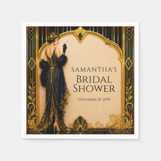 Gatsby roaring twenties flapper girl bridal shower napkin