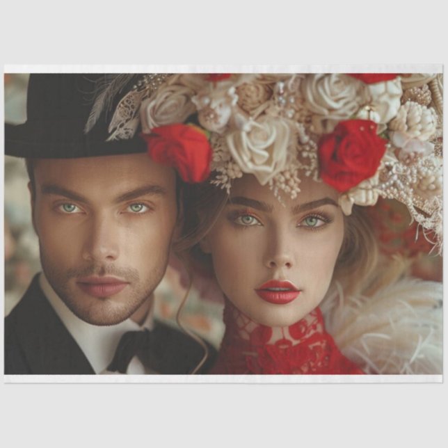 Gatsby Soiree Couple Decoupage  Tissue Paper (Front)