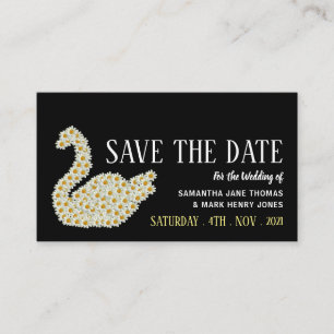 Gatsby Style Floral Swan, Save the Date Enclosure Card