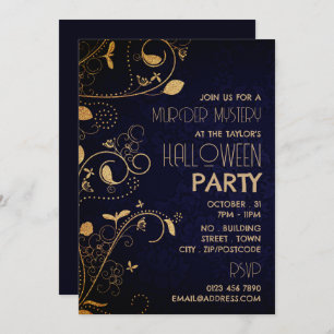 Gatsby Style, Murder Mystery Halloween Party Invitation