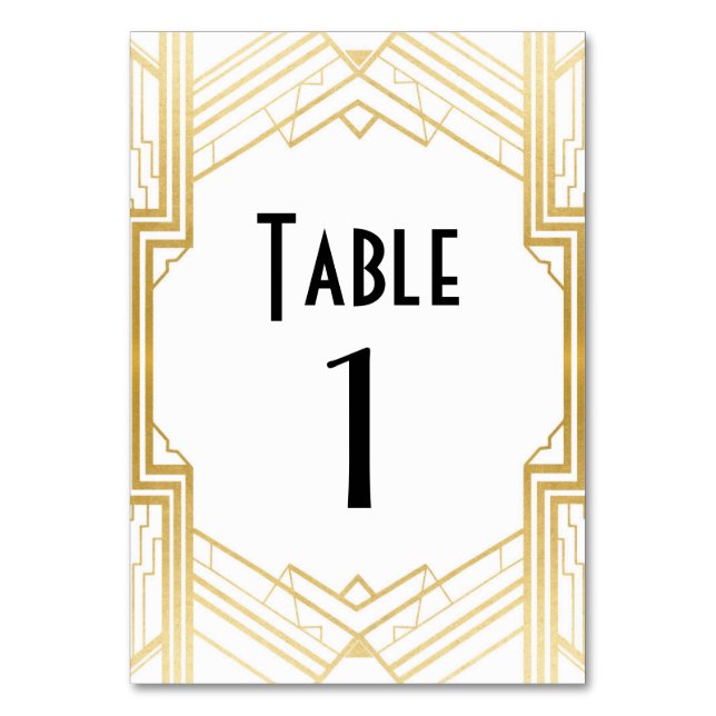Gatsby Table Number 1920's Roaring 20s Wedding (Front)