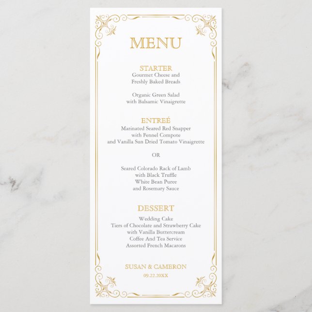 Gatsby Vintage Dinner Menu | Editable Colour (Front)