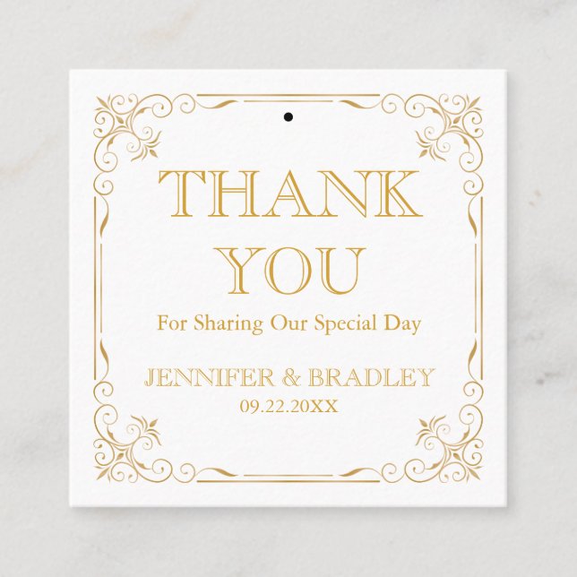 Gatsby Vintage Wedding Favour Tag | Custom Colour (Front)