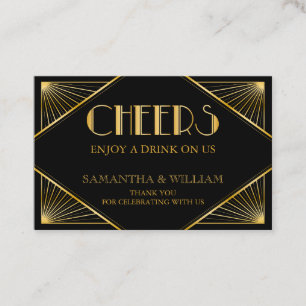 Gatsby Wedding Free Drink Ticket Custom Colour