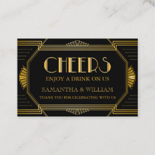 Gatsby Wedding Free Drink Ticket Custom Colour