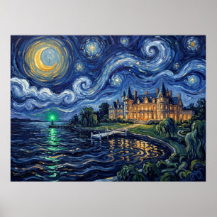 Gatsby's Mansion Great Gatsby Starry Night Poster
