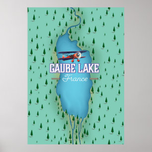 Gaube Lake France vintage travel poster