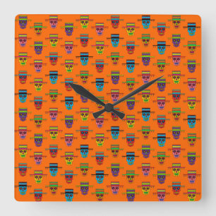 Gaucho Sugar Skull Square Wall Clock