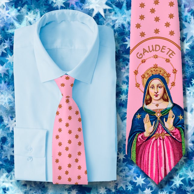 Gaudete! (English: Rejoice) Upper Torso BVM Advent Tie (Creator Uploaded)