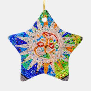 Gaudi Detail Blue Ceramic Tree Decoration