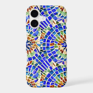 Gaudi Inspired Blue Round Shapes Mosaic Pattern