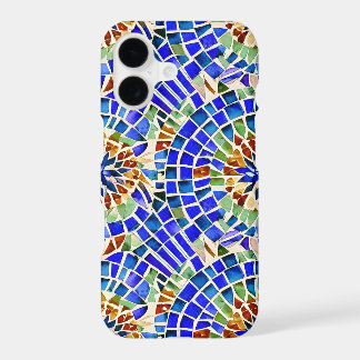 Gaudi Inspired Blue Round Shapes Mosaic Pattern