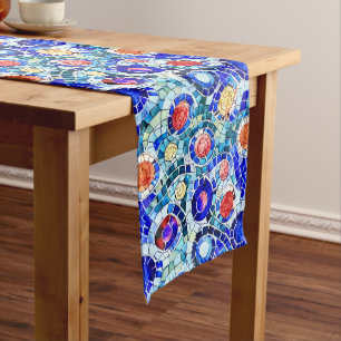 Gaudi Inspired Multicolor Mosaic Pattern Medium Table Runner