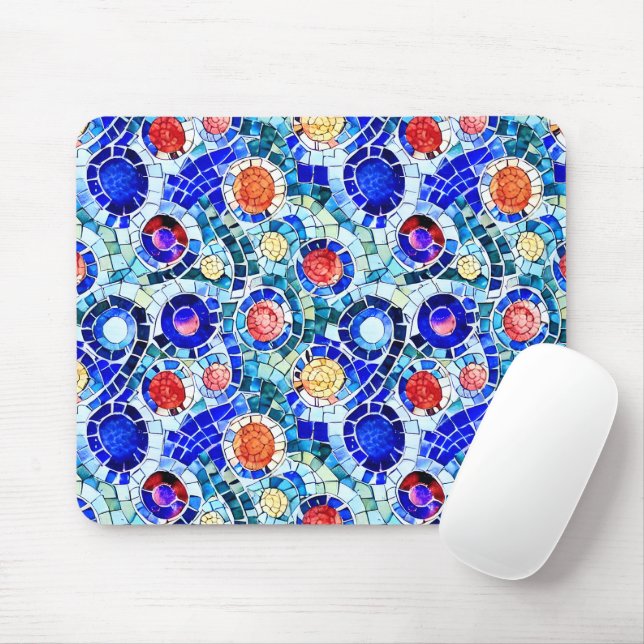 Gaudi Inspired Multicolor Mosaic Pattern Mouse Pad (With Mouse)