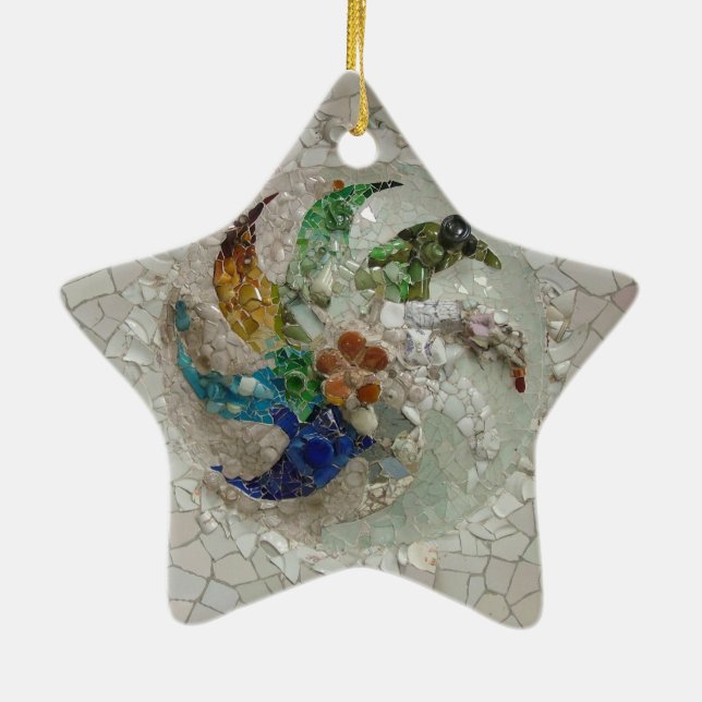 Gaudi Mosaic Ceramic Tree Decoration (Back)