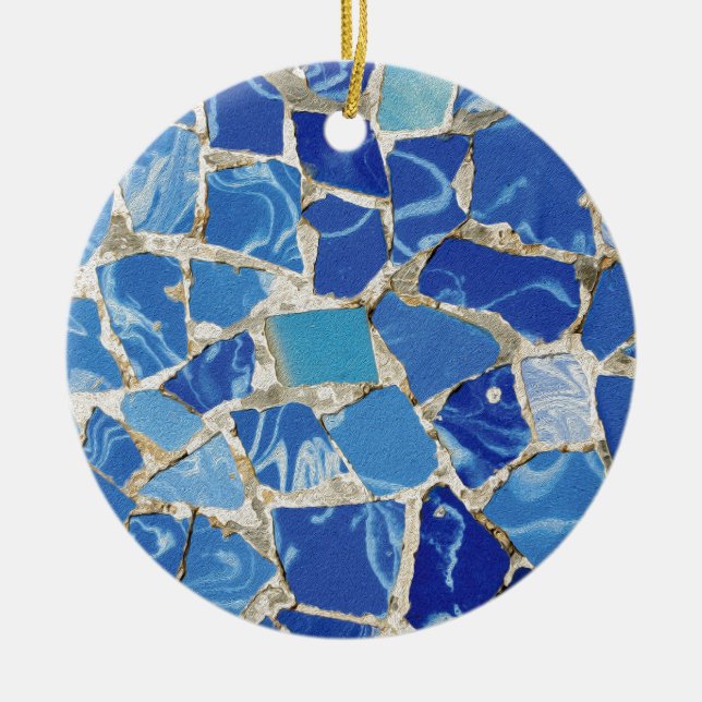Gaudi Mosaics With an Oil Touch Ceramic Tree Decoration (Front)