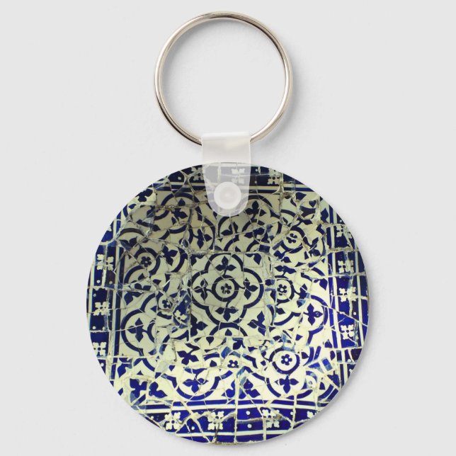 Gaudi's Park Guell Mosaic Tiles Barcelona Key Ring (Front)