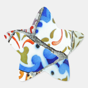 Gaudi's Park Guell Mosaic Tiles Star Sticker