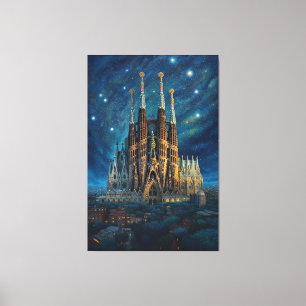 Gaudi's Starry Dream   Barcelona Sagrada Familia Canvas Print