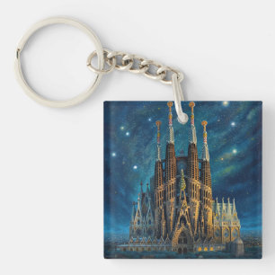 Gaudi's Starry Dream   Barcelona Sagrada Familia Key Ring