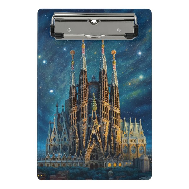 Gaudi's Starry Dream | Barcelona Sagrada Familia Mini Clipboard (Front)