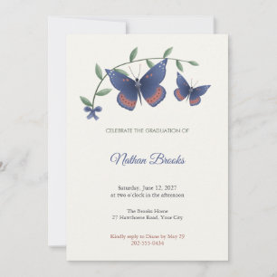 Gaudy Commodore Butterfly Graduation Invitation