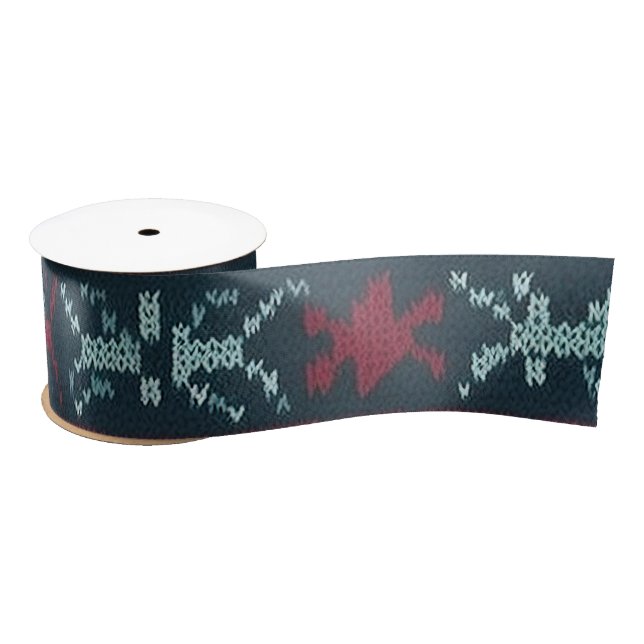 Gaudy Ugly Christmas Sweater Design Satin Ribbon (Spool)