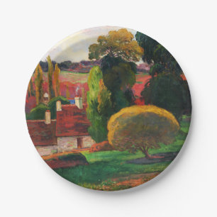 Gauguin A Farm in Brittany Vintage Landscape Art Paper Plate