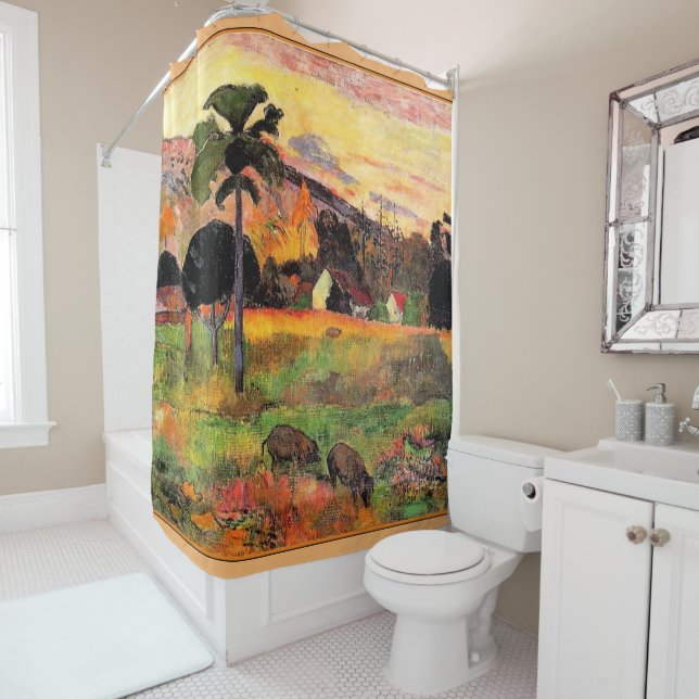 Gauguin - Come Here, Road in Tahiti Shower Curtain (In Situ)