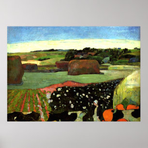 Gauguin - Haystacks in Brittany, Paul Gauguin art Poster