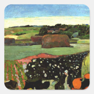 Gauguin - Haystacks in Brittany, Square Sticker