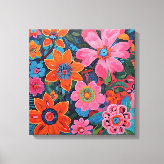 Gauguin Inspired Pink Floral  Canvas Print (Front)