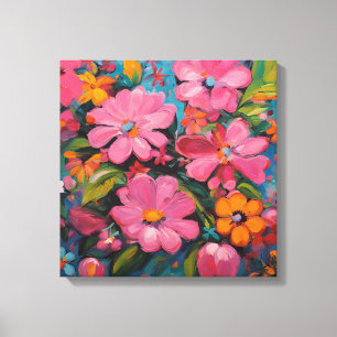 Gauguin Inspired Pink Floral Canvas Print