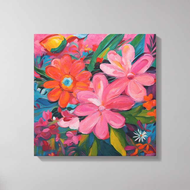 Gauguin Inspired Pink Floral  Canvas Print (Front)