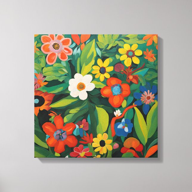 Gauguin Inspired White Green Floral  Canvas Print (Front)