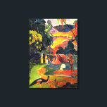 Gauguin Landscape with Peacocks Canvas Wrap Print<br><div class="desc">Gauguin Landscape with Peacocks canvas wrap. Oil painting on canvas from 1892. Paul Gauguin is most recognised for his famous paintings of Tahiti. Matamoe, Or Landscape with Peacocks is one of his most beloved works. Peacocks walk in the foreground as a Tahitian man chops wood by a fire. A hut...</div>