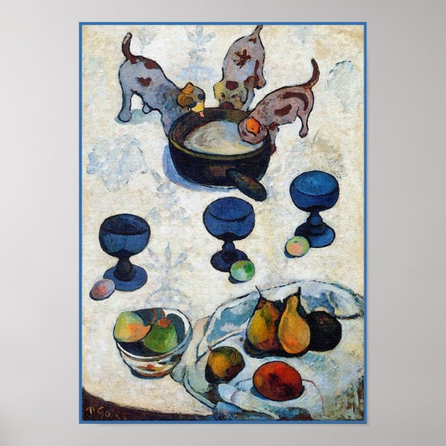 Gauguin Painting: Still Life with 3 Puppies Poster (Front)