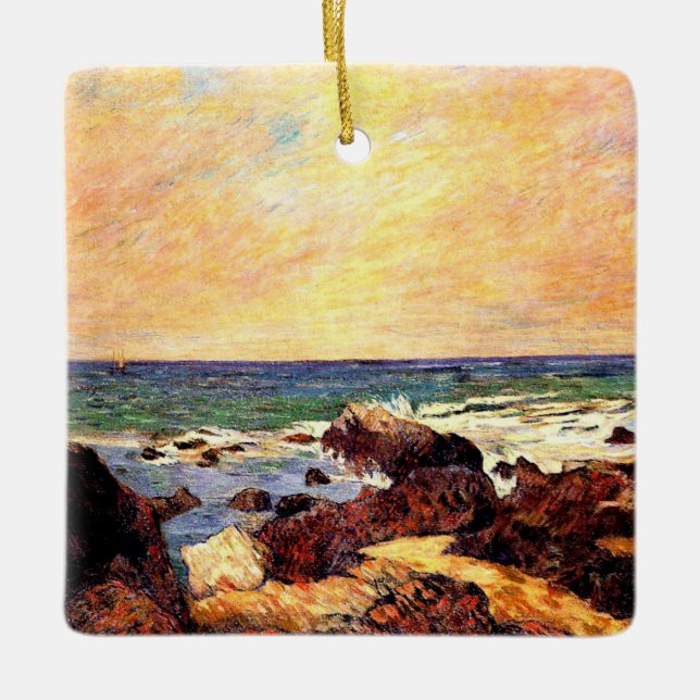 Gauguin - Rocks and Sea, 1886, painting Ceramic Ornament (Front)