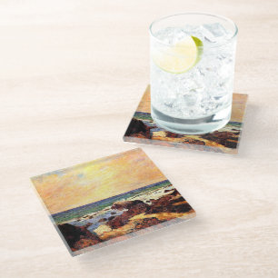 Gauguin - Rocks and Sea, 1886, painting Glass Coaster