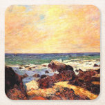 Gauguin - Rocks and Sea, fine art, Square Paper Coaster<br><div class="desc">Paul Gauguin's famous painting,  Rocks and Sea.</div>