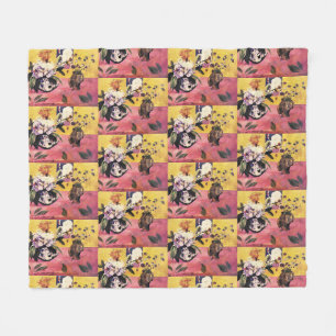 Gauguin Still Life Head Vase Japanese Woodcut Art Fleece Blanket