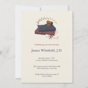 Gavel and Laurel Law School Graduation Invitation