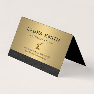 Gavel Icon   Attorney   Gold Metallic Leather Trim Business Card