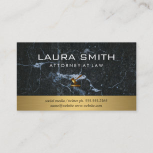 Gavel Icon   Attorney   Gold Metallic   Marble Business Card