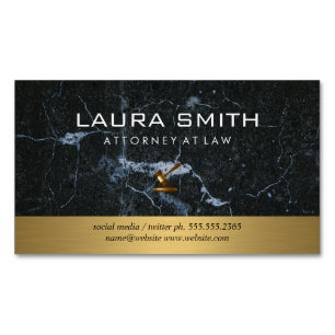 Gavel Icon   Attorney   Gold Metallic   Marble Magnetic Business Card