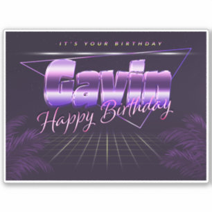 Gavin name First name lila retro sticker birthday