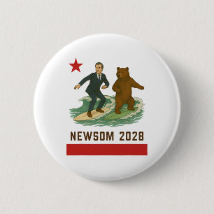 Gavin Newsom 2028 Election California Flag Surfing 6 Cm Round Badge