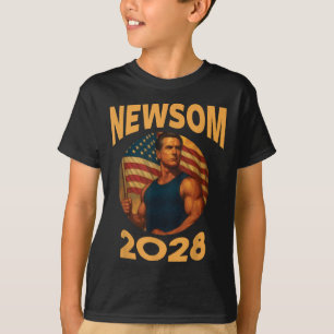 Gavin Newsom 2028 Political Satire Muscle American T-Shirt